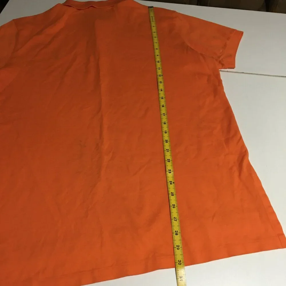 Polo Ralph Lauren Mens Orange Polo Shirt Size XL Pima Stretch Mesh Preppy